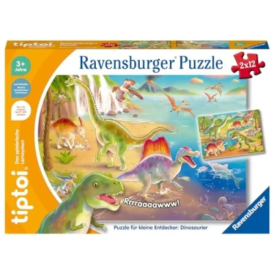 Abbildung von Ravensburger tiptoi Puzzle 00198 für kleine Entdecker: Dinosaurier, Kinderpuzzle ab 3 Jahren, Dinosaurier Spielzeug 1 Spieler, Dino Puzzle, Schwarzweiß