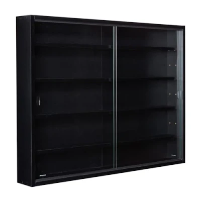 Abbildung von Inter Link Sammlervitrine Hängevitrine Wandregal Glasvitrine Wandvitrine Hängeregal Schaukasten MDF Schwarz (80x60x9.5 cm) Blacklava