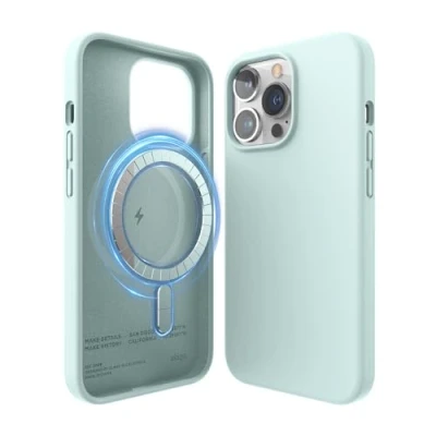 Abbildung von elago Magnetische Silikonhülle Kompatibel mit iPhone 13 Pro Hülle (6.1&quot;) MagSafe, Eingebaute Magnete, Hochwertiges Silikon, Schutzhülle, MagSafe Zubehör (Mintgrün)