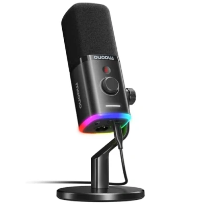 Abbildung von MAONO XLR/USB Mikrofon für Streaming, Dynamisches mit Software, Stummschalttaste, Gain Regler, Podcast, PC Gaming, Aufnahme, YouTube Inhaltserstellung, PS4/5 Mac Mixer (PD100X)