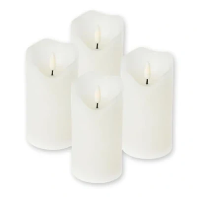 Abbildung von ToCi LED Kerzen Weiß Ø 7 x 12,5 cm 4er Set mit schwarzem Docht und Timer 4 flammenlose Echtwachs Adventskerzen Grablicher