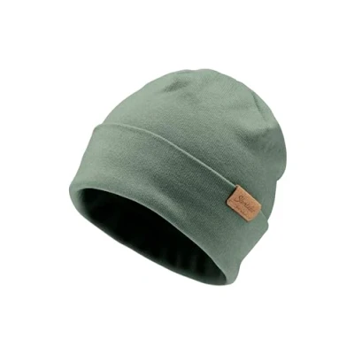 Abbildung von Sterntaler Beanie aus feiner Strickware Unisex Baby und Kinder Mütze mit Umschlag Übergangsmütze einfarbig mattgrün, 55