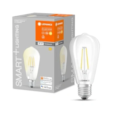 Abbildung von Ledvance Smarte LED Lampe mit WiFi Technologie, Sockel E27, Dimmbar, Warmweiß (2700 K), ersetzt Glühlampen 60 W, SMART+ Filament Edison Dimmable, 1er Pack Dimmable