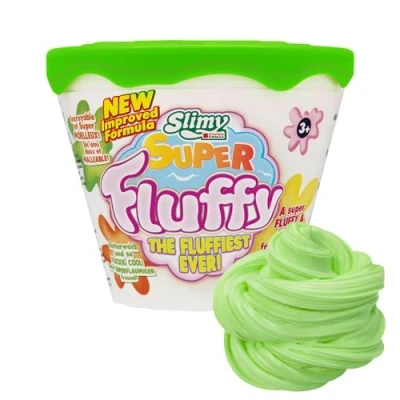 Abbildung von Slimy Super Fluffy 100g Grün Spielmasse im Becher der flaumigste Original Slime, lustig duftende Schleim Knete für Kinder
