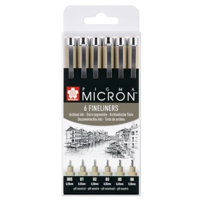 Abbildung von PIGMA MICRON Fineliner SET (6 Stifte, schwarz)