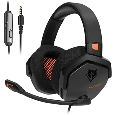 Abbildung von NUBWO N16 Gaming Headset Mikrofon mit Geräuschunterdrückung, Stereo Sound und Komfortables Design für PS5, PS4, Xbox One, NS, PC, Laptop Mac Orange