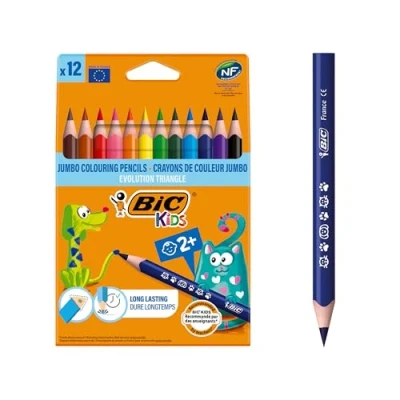 Abbildung von BIC Kids Buntstifte ECOlutions Evolution, Ergonomische Dreikant Malstifte zum Malen in 12 Farben, im Karton Etui, ab 2 Jahre