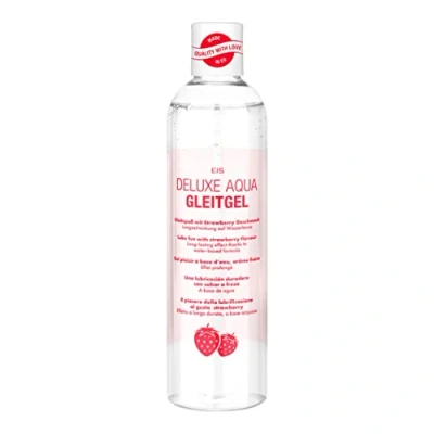 Abbildung von EIS Deluxe Aqua Gleitmittel Gleitgel auf Wasserbasis mit Langzeitwirkung Extra sensitives Intimgel für gefühlsechtes Empfinden Erdbeere 300 ml