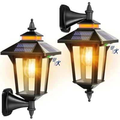 Abbildung von COLBOR Solarlampen für Außen mit Bewegungsmelder, 2 Stück Solar Wandleuchte Aussen Vintage 2200mAh 3 Modi IP65 Wasserdicht Garten Garage Zaun, Bewegungsmelder Licht