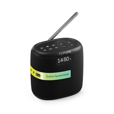 Abbildung von Pure Woodland Mini Outdoor Lautsprecher mit Bluetooth &amp; DAB+/FM Radio (wasserdicht IP67, robust, tragbar, 14h Akku, perfekt für Garten Camping) Schwarz