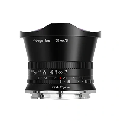 Abbildung von TT Artisan 7.5mm F2.0 APS C Fisheye Objektiv Anschluss MFT Mount Black Ultra Weitwinkelobjektiv mit 180 Grad Bildwinkel