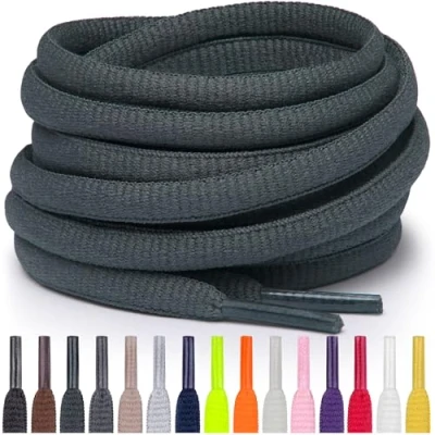 Abbildung von Miscly Schnürsenkel Oval, Reißfest für Sportschuhe, Sneaker und Laufschuhe 100% Polyester Ø 6mm (137 cm, Dunkelgrau)