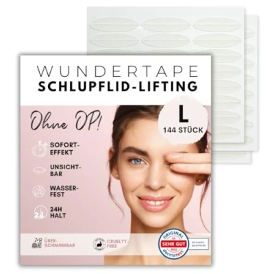 Abbildung von WUNDERTAPE Schlupflider Stripes Schlupflid Tape Streifen zum Augenlid lifting ohne OP! (wasserfest, 24h Halt, double eyelid tapes) (140 L)