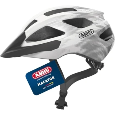 Abbildung von ABUS Rennradhelm Macator sportiver Fahrradhelm für Einsteiger auch Zopfträger/ innen Damen und Herren Weiß/Silber, Größe S