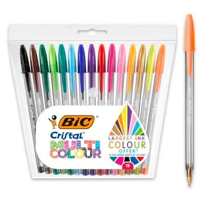 Abbildung von BIC Cristal Multicolour Kugelschreiber mit breiter Spitze mehrfarbig, 15er Pack
