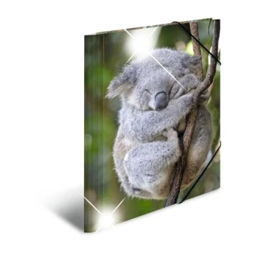 Abbildung von HERMA Sammelmappe A4 Koala, Kinder Eckspanner Mappe aus Kunststoff mit Tier Motiv, Hochglanz Optik, Gummizug, Innenklappen und Innendruck für Jungen Mädchen