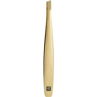 Abbildung von ZWILLING Pinzette Schräg (Zupfen von Augenbrauen, Entfernen Splittern, Handgeschliffene, angeraute Spitzen, Hypoallergen), Premium, Gold, 90 mm