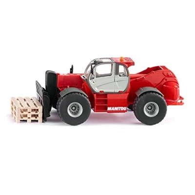 Abbildung von siku 3507, Manitou MHT 10230 Teleskoplader, 1:50, Metall/Kunststoff, Rot, Inkl. 3 Paletten