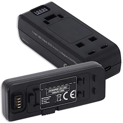 Abbildung von 1x Akku Basis + Dual Ladegerät (USB) kompatibel mit Insta 360 One R, RS Action Cam [1200mAh 3.85V Li Ion 100% kompatibel]