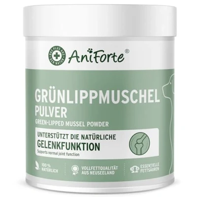 Abbildung von AniForte Grünlippmuschelpulver Hund 500g VERGLEICHSSIEGER 2023 Naturprodukt für Gelenke &amp; Gelenkfunktion, Grünlippmuschel Pulver in Vollfettqualität mit hoher Akzeptanz