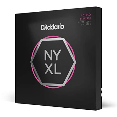 Abbildung von D&#039;Addario E Bass Gitarrensaiten Saiten Bassgitarre Strings Guitar NYXL45130SL 45130, extralange Mensur, 5 saitig, Nickel, Gitarre