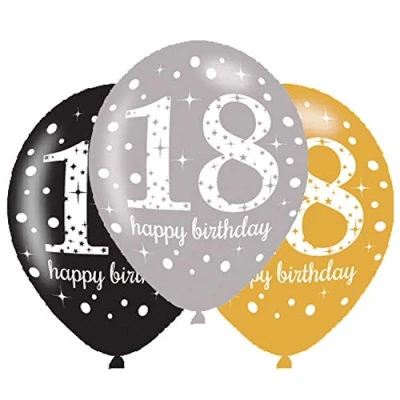 Abbildung von Adult Gold 18th Celebration Latex Balloons