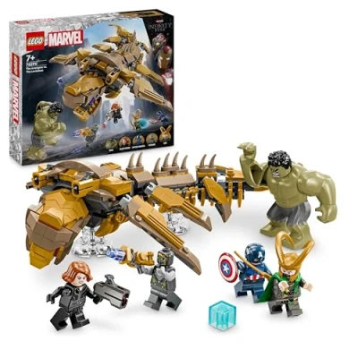 Abbildung von LEGO Marvel Avengers vs. Leviathan, Bauspielzeug, Set mit dem Hulk und den Minifiguren Captain America, Loki, Black Widow Chitauri, Spielset für Jungen Mädchen ab 7 Jahren 76290