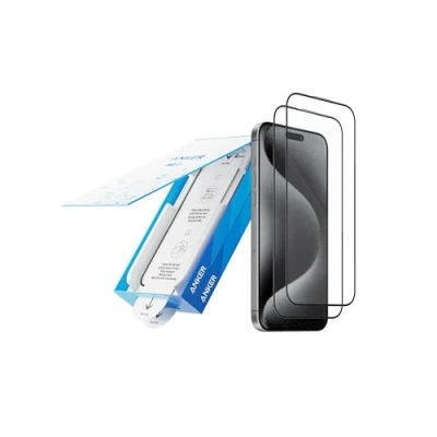 Abbildung von Anker Easy Fit Screen Protector Kit (Corning Glass, 2 Pack for iPhone 15 Pro