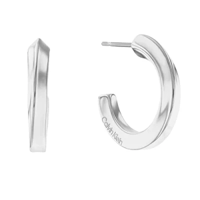 Abbildung von Calvin Klein Polished SS Twist HOOP Ohrringe, Damen, Größe: One Size, Silver coloured