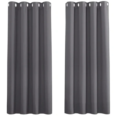 Abbildung von PONY DANCE Kurze Gardinen Blickdicht Verdunkelungsvorhang mit Ösen Gardienen 2 Set Vorhang Grau Verdunklungsvorhänge Schlafzimmer, H 137 x B 117 cm
