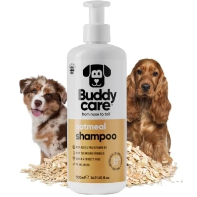 Abbildung von Haferflocken Hundeshampoo von Buddycare Shampoo für Hunde Mit gereizter Haut Beruhigend und Feuchtigkeitsspendend Aloe Vera Pro Vitamin B5 (500ml)