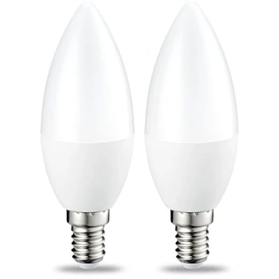 Abbildung von Amazon Basics LED Leuchtmittel in Kerzenform, kleines Edison Schraubgewinde E14, 4.9 W (entspricht 40 Glühbirne), Warmweiß, nicht dimmbar, 2 Stück (1er Pack)