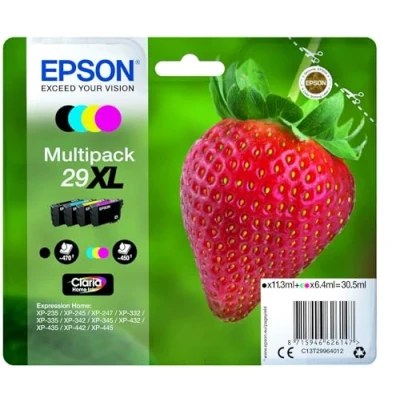 Abbildung von Epson Multipack 29XL Strawberry, Original XL High Yield Tintenpatronen, 4 Farben Schwarz, Cyan, Magenta, Gelb