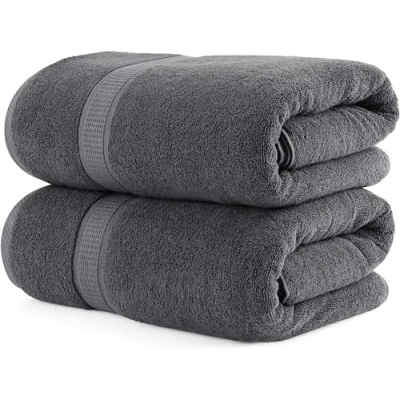Abbildung von Utopia Towels 2er Pack Saunatücher 80x200 cm Saunahandtuch 100% Baumwolle mit Aufhängeschlaufe, große Badetücher, saugfähige XXL Handtücher (Grau)