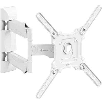 Abbildung von ONKRON Wandhalterung Fernseher schwenkbar für 32 65 Zoll TV bis zu 35 kg, Universal ausziehbar &amp; neigbar 100x100 400x400 VESA Schwenkarm/Fernseh Halterung Wand Weiß M4 W