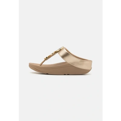 Abbildung von Fitflop HALO BEAD Circle TOE POST Zehentrenner, Damen, Größe: 37, Metallic/latte/beige Schuhe