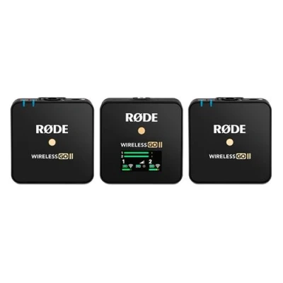 Abbildung von RØDE Wireless GO II Ultrakompaktes Kabelloses Zweikanal Mikrofonsystem mit eingebauten Mikrofonen, integrierter Aufnahmefunktion und 200 m Reichweite für Filmemachen, Interviews, Schwarz