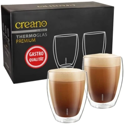 Abbildung von Creano PREMIUM doppelwandige Trinkgläser 400ml 2er Set Gastronomie Qualität 100% Spülmaschinenfest NEUHEIT 2024