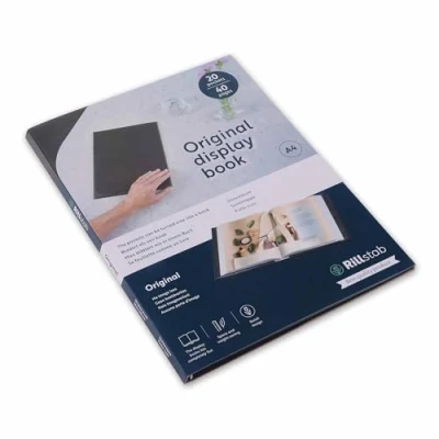 Abbildung von rillstab original A4 Präsentationsmappe für Schule &amp; Projekt Sichtbuch Präsentationsbuch 20 Transparente Hüllen 10 mm Rückenbreite Dokumente Organisieren ohne Lochen Schwarz, 99424