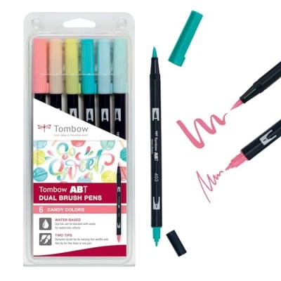 Abbildung von Tombow ABT Dual Brush Pen mit zwei Spitzen Candy Colours 6St, bunt, 1 Stück (1er Pack)