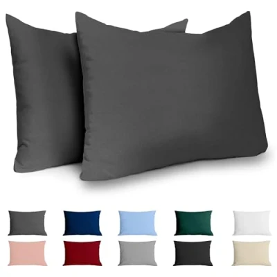 Abbildung von Kissenbezug 40x60 Baumwolle Renforcé (2er Set) Anthrazit Dicht gewebt mit 57 Fäden/cm² 40 x 60 Oeko Tex Zertifiziert Dreamzie