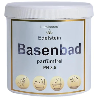Abbildung von Basenbad basisches Badesalz zur Entgiftung und Entsäuerung, Geschenkidee 750g Basenpulver für Vollbad, Fußbad, Peeling, Luminares Edelstein Basensalze