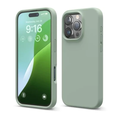 Abbildung von elago Premium Liquid Silikon Hülle Kompatibel mit iPhone 16 Pro Hülle, Ganzkörper Handyhülle, Stoßfest, Schlanke Kratzfester weicher Mikrofaser Innenfutter, 6.3 Zoll (Khakigrün)