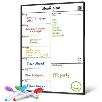 Abbildung von A3 Wochenplaner Abwischbar, Magnettafel Küche von SmartPanda Magnetisch, Kühlschrank und Whiteboard Magnetisches für Familie, auf Deutsch