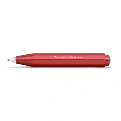 Abbildung von Kaweco Al Sport Deep Red Business Kuli aus hochwertigem Aluminium I 12 g leichter Taschen Kugelschreiber mit zuverlässiger Herzkurvenmechanik Seidenglänzender Druckkugelschreiber 10,5 cm Rot
