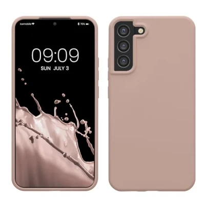 Abbildung von kwmobile Hülle kompatibel mit Samsung Galaxy S22 Plus Silikon Handy Case Handyhülle weiche Oberfläche kabelloses Laden Altrosa matt