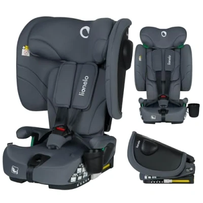 Abbildung von LIONELO NELLY I SIZE Faltbarer Kindersitz 76 150 cm (ca. 15 Monate 12 Jahre) Gruppe 1 2 3 Einbau mit ISOFIX und TT Gurt hinten, Seitenschutz, Kopfstützen Rückenlehnenverstellung