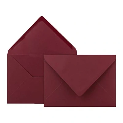 Abbildung von 75x Brief Umschläge in Weihnachts Rot 80 g/m² Kuverts DIN B6 Format 12,5 x 17,6 cm Nassklebung ohne Fenster