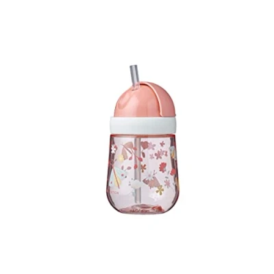 Abbildung von Mepal Strohhalmbecher Mio Kleinkind Strohhalm Becher ab 9 Monaten Auslaufsichere Trinkflasche für Kleinkinder Spülmaschinengeeignet &amp; BPA frei 300ml Flowers Butterflies