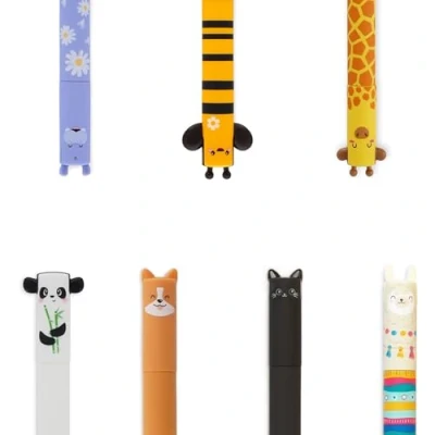 Abbildung von LEGAMI Stifte Set [7 Stck.], Panda, Giraffe, Corgi, Biene, Kitty, Lama und Hippo, erasable pen